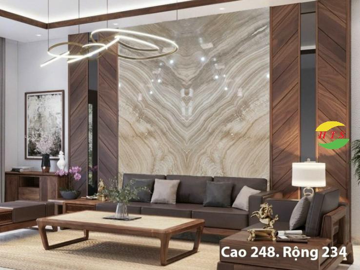 Tranh đá marble ốp tường sau sofa